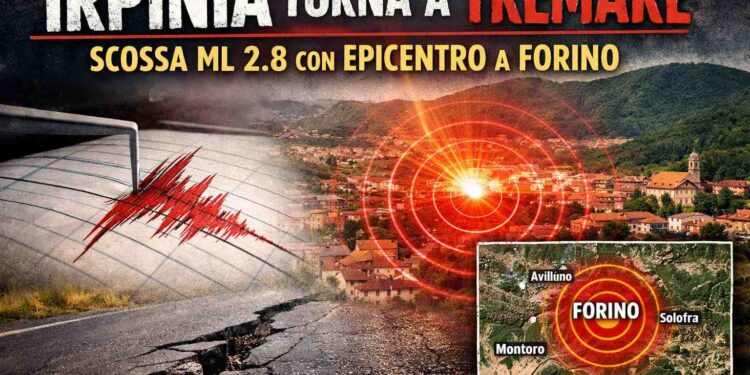 Irpinia torna a tremare: scossa di magnitudo 2.8 con epicentro a Forino