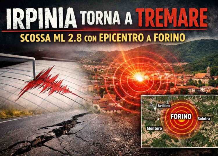 Irpinia torna a tremare: scossa di magnitudo 2.8 con epicentro a Forino
