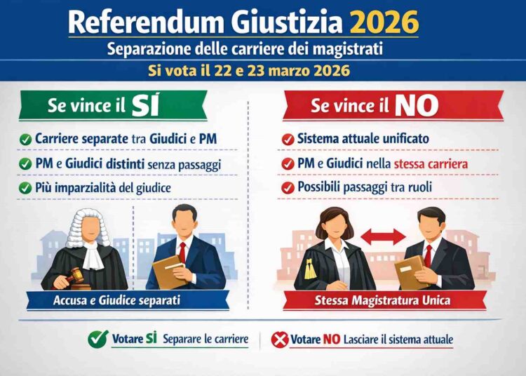 Referendum Giustizia 2026: cosa cambia con il SÌ o con il NO sulla separazione delle carriere