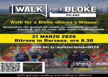 Camminata solidale di 25 km a Milano per la salute mentale maschile il 21 marzo 2026, “Walk for a Bloke”