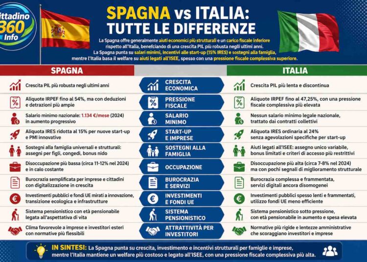 Spagna vs Italia: modelli economici a confronto tra crescita, tasse e welfare
