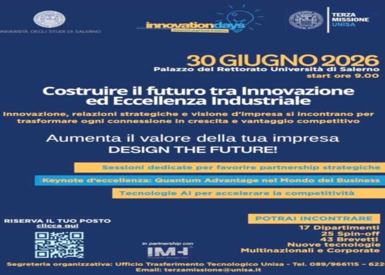 “Design the Future”: l’Università di Salerno si prepara agli Innovation Days