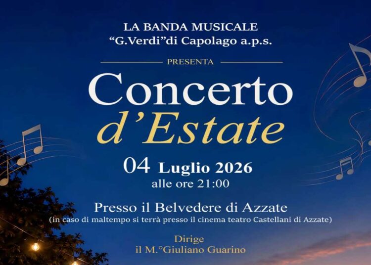 Concerto d’estate al tramonto sabato 4 luglio al Belvedere di Azzate della Banda di Capolago
