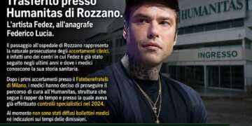 Fedez trasferito all’Humanitas di Rozzano: proseguono gli accertamenti clinici per l’artista