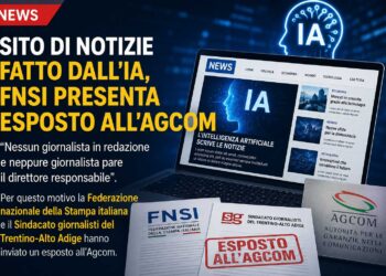 Sito di notizie realizzato con l’IA, FNSI e Sindacato Giornalisti del Trentino-Alto Adige presentano un esposto all’Agcom