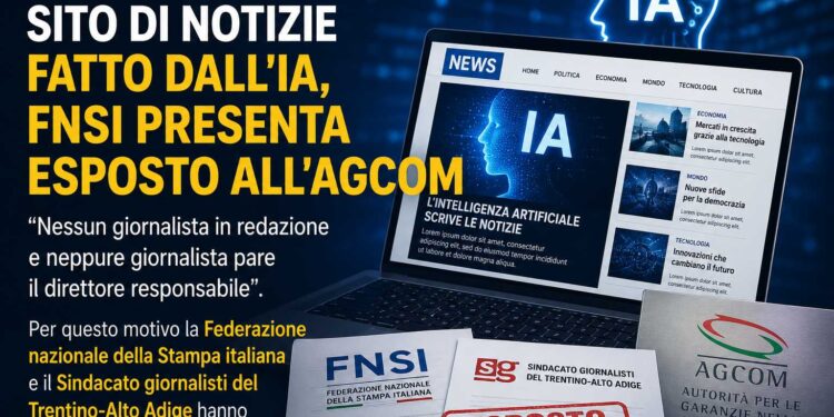 Sito di notizie realizzato con l’IA, FNSI e Sindacato Giornalisti del Trentino-Alto Adige presentano un esposto all’Agcom