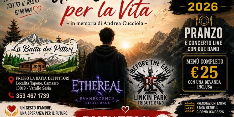 “Una Canzone per la Vita”: il 9 agosto una giornata speciale per ricordare Andrea Cucciola tra musica, solidarietà e speranza
