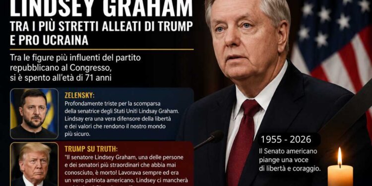 Usa, morto il senatore Lindsey Graham: aveva 71 anni. Trump e Zelensky lo ricordano con commozione