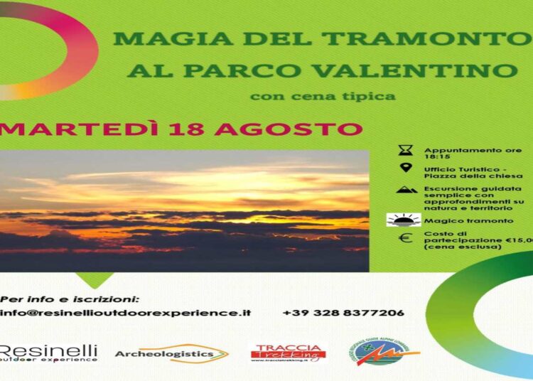 Lecchese, escursione guidata al tramonto al Parco del Valentino con cena tipica martedì 18 agosto