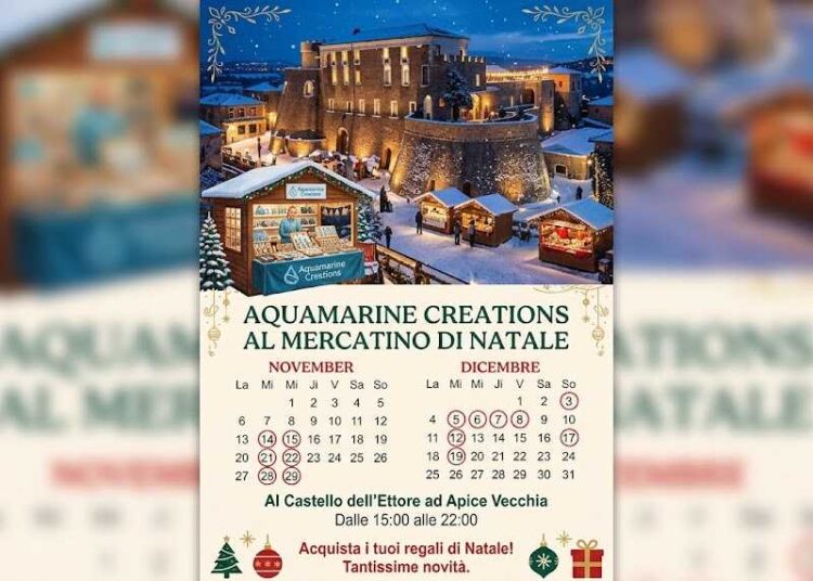 Magia e artigianato al Castello dell’Ettore: Aquamarine Creations ti aspetta al Mercatino di Natale di Apice Vecchia