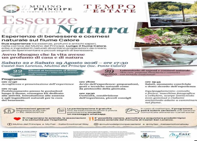 “Essenze della Natura”: benessere, tradizione e natura di scena al Mulino del Principe di Castel San Lorenzo